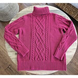 Eddie Bauer Pink Cable Knit Turtleneck Sweater